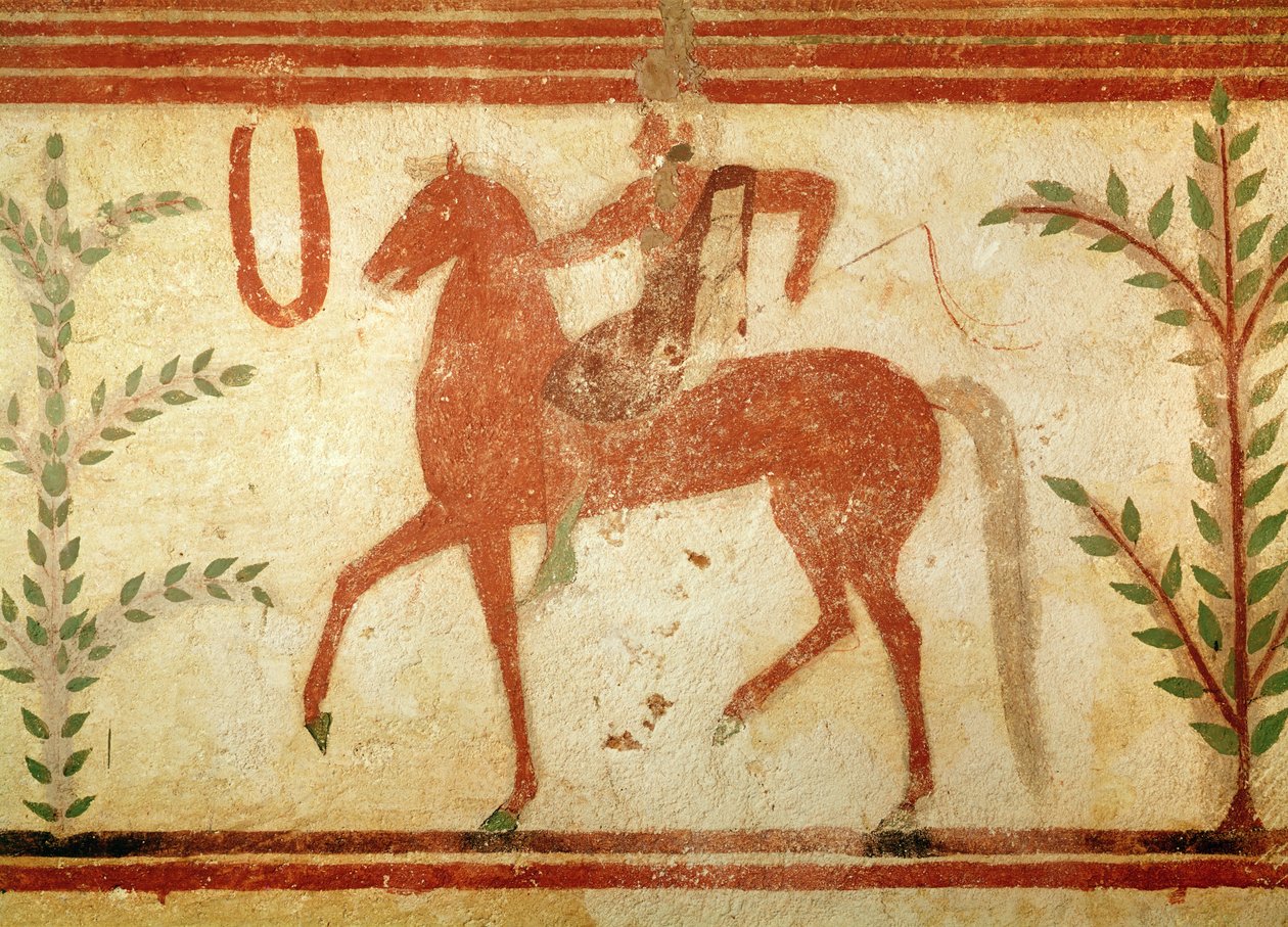 Horseman, Right Hand Side, from the Tomb of the Baron, c.500 BC by Etruscan