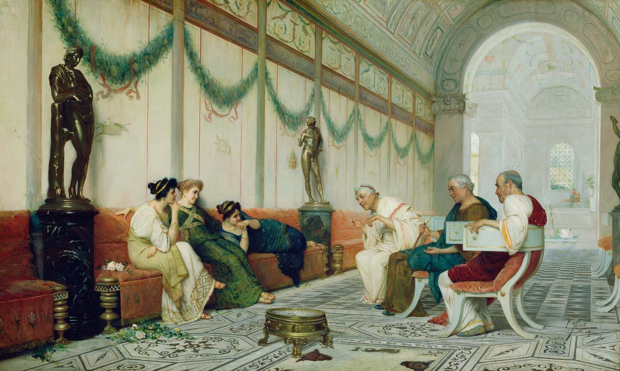 Interior of Roman Building with Figures, c.1880 by Ettore Forti