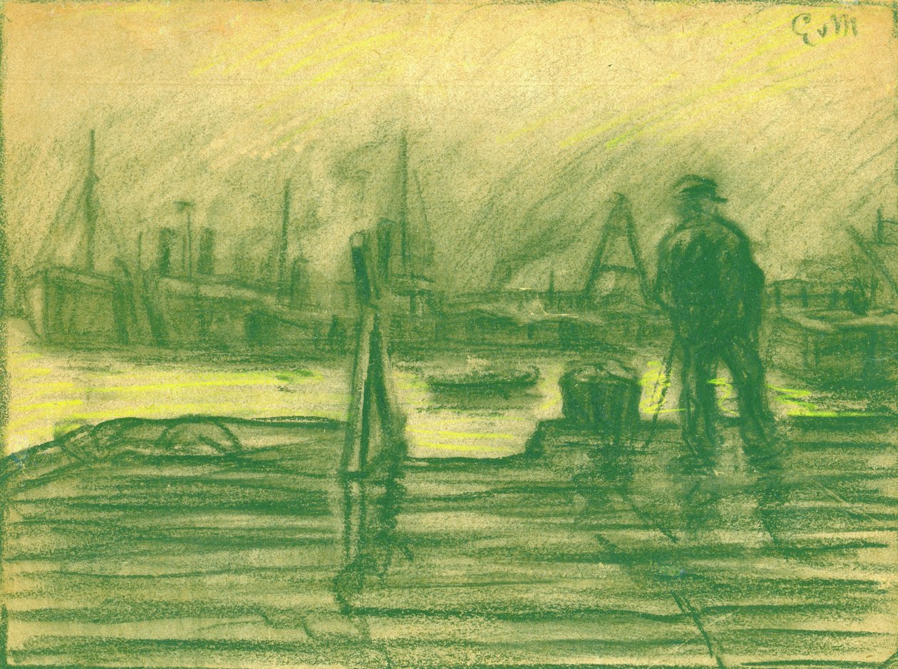 At the Harbour on a Foggy Day by Eugeen van Mieghem