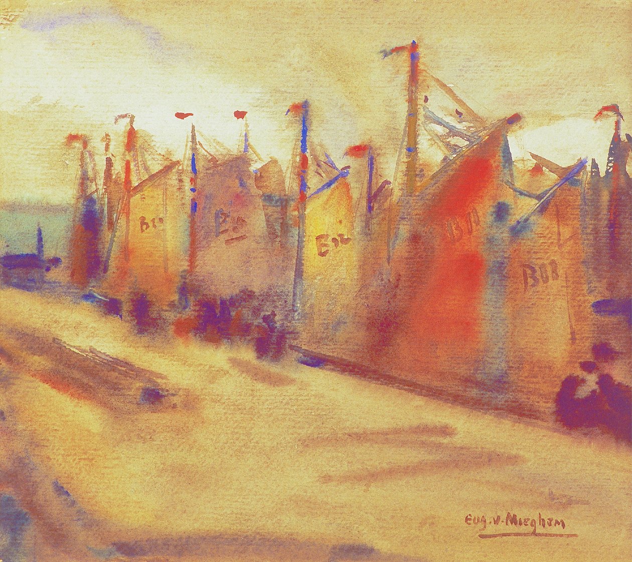 Fishing Boats in Blankenberge Harbour by Eugeen van Mieghem
