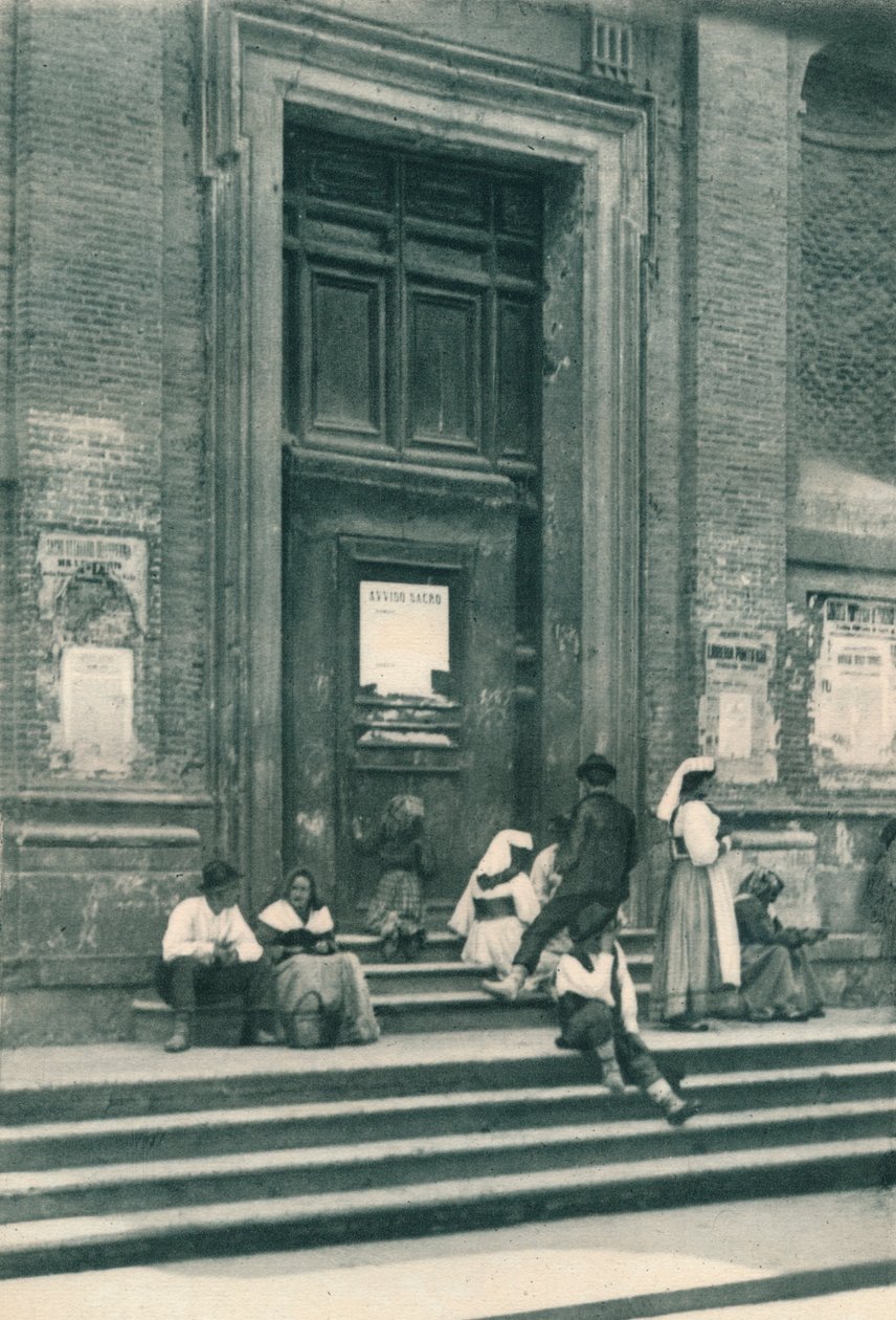 Meeting place of artists models in front of a church in the Via Babuino, Rome, Italy by Eugen Poppel