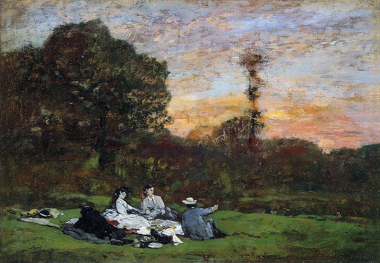 The Manet Family picnicking by Eugene Louis Boudin
