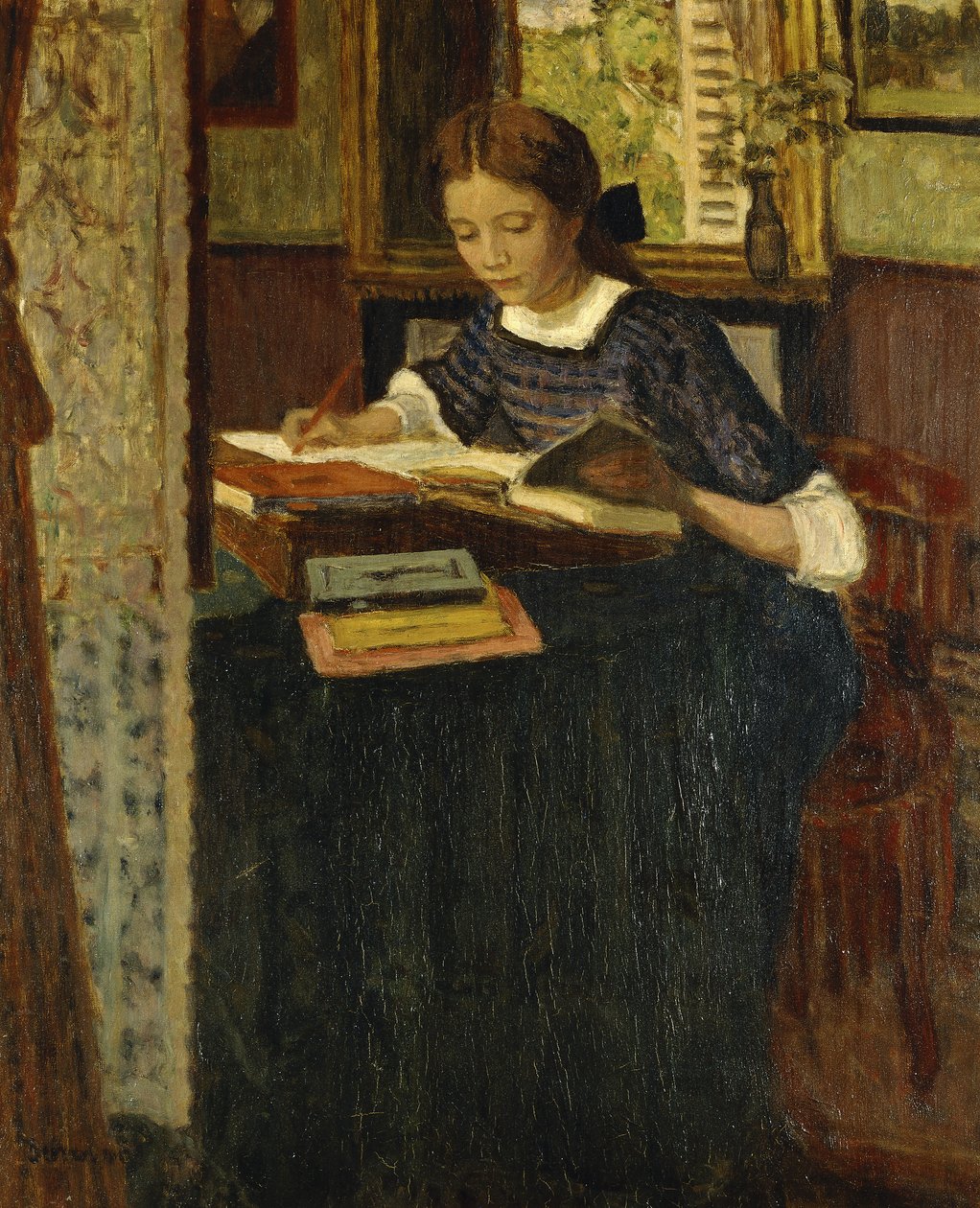 Girl Writing by Eugene Antoine Durenne