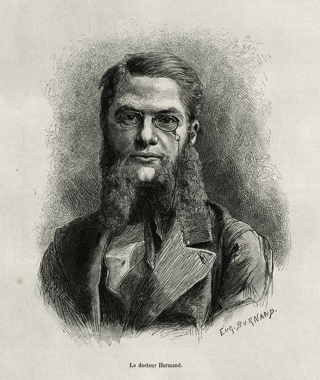 Portrait of Dr Harmand, Engraving by Eugene Burnand, to Illustrate the Story of Laos and the Wild Populations of Indochina by Dr Harmand, in 1877, Published in 