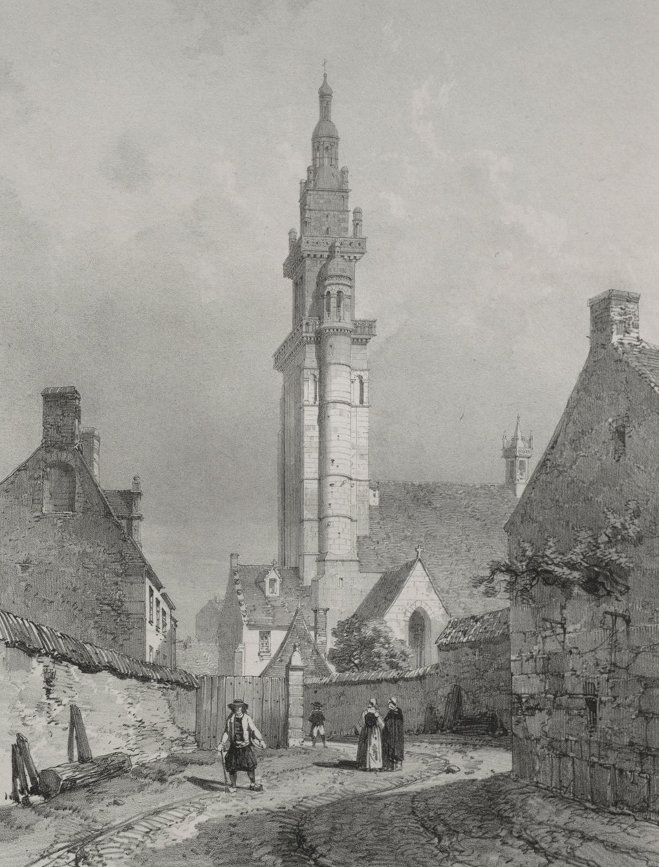 Picturesque and Romantic Journeys in Old France. Brittany: Church of Roscoff by Eugene Ciceri