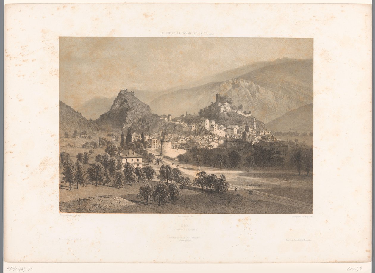 View of Sion in the Rhône Valley (Views in Switzerland, Savoy, and Tyrol) (La Suisse, la Savoie et le Tyrol) (series title) by Eugene Ciceri