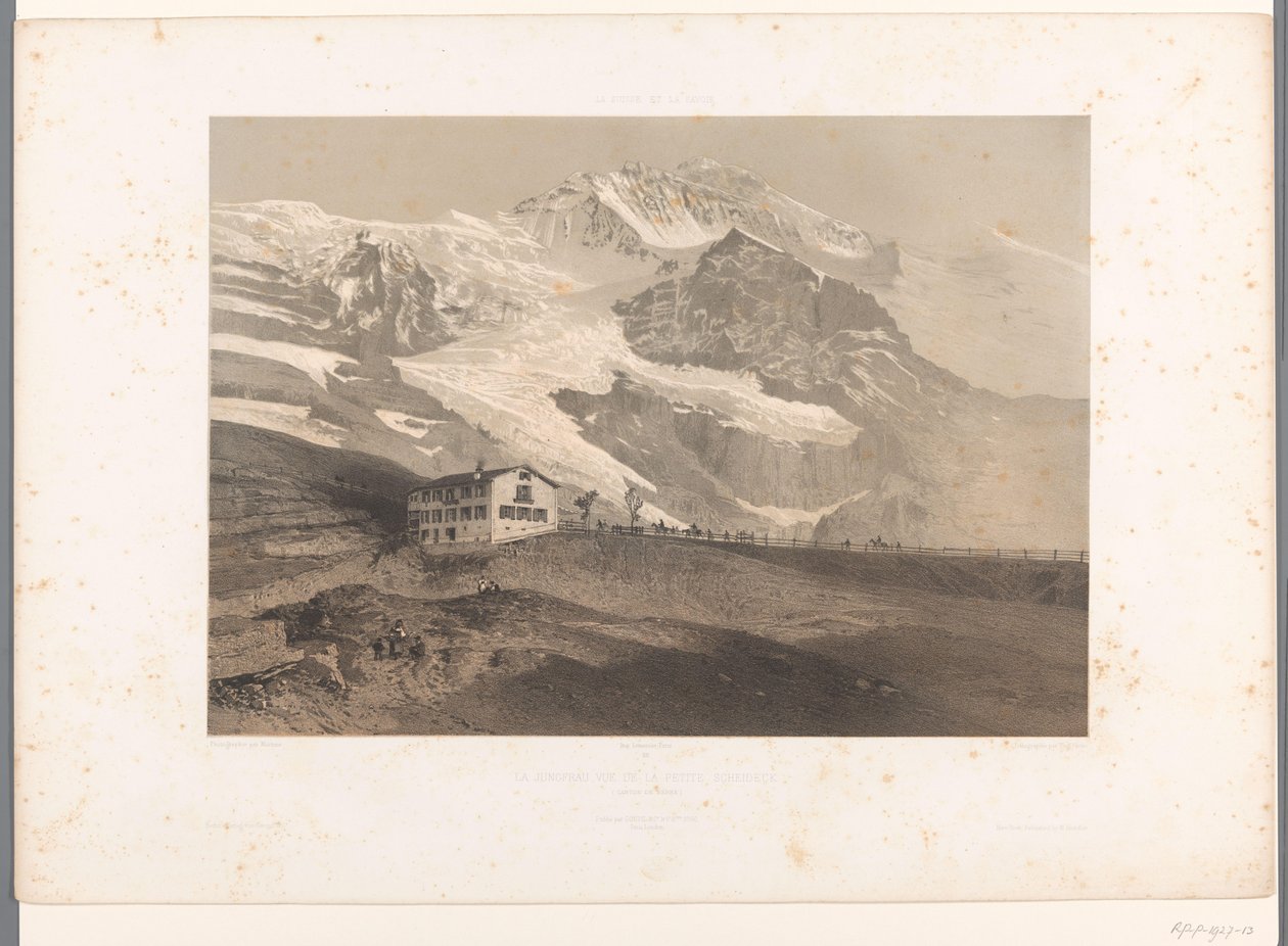 View of the Jungfrau from the Kleine Scheidegg (Views in Switzerland and Savoy series) by Eugene Ciceri