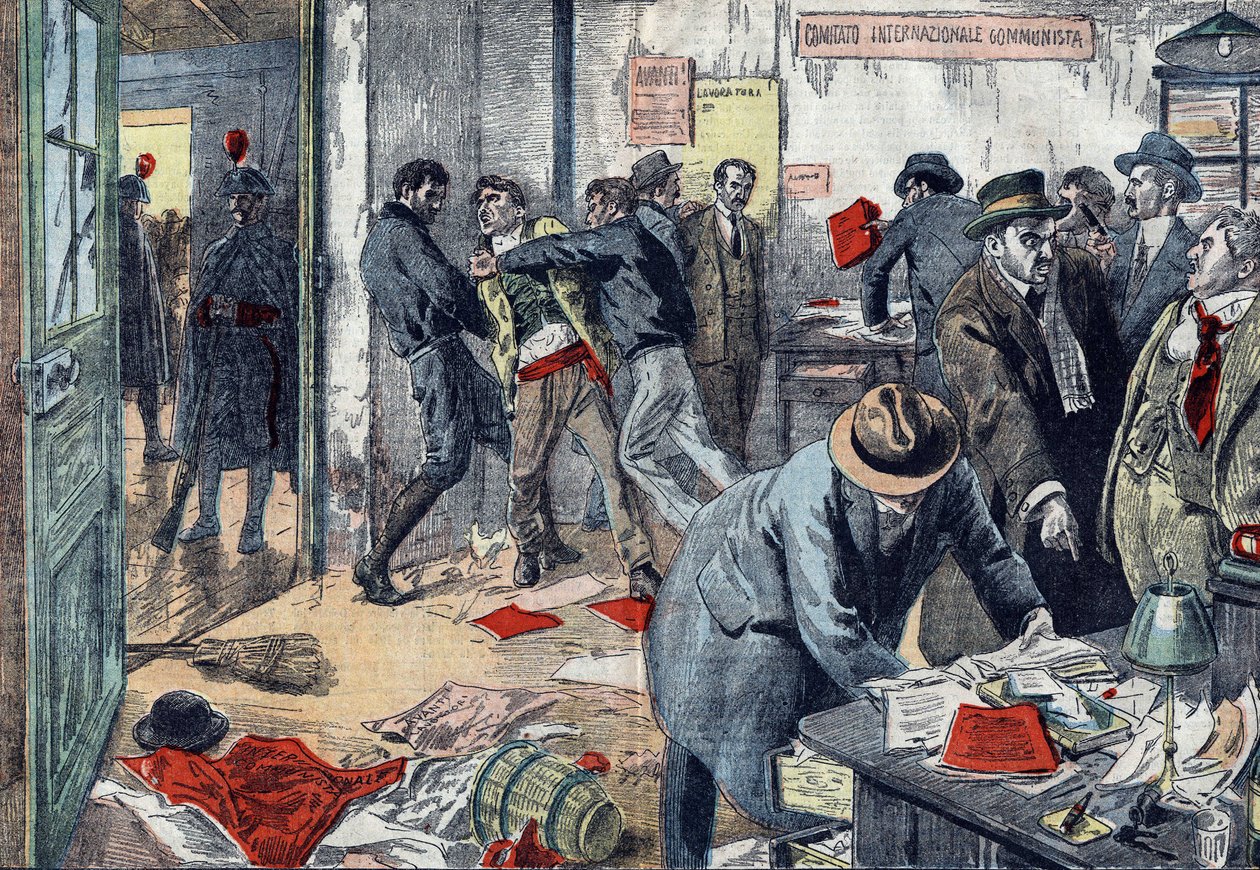 Benito Mussolini made mass arrest of Communists in Trieste, Italy in February 1923; search of the offices of the newspaper 