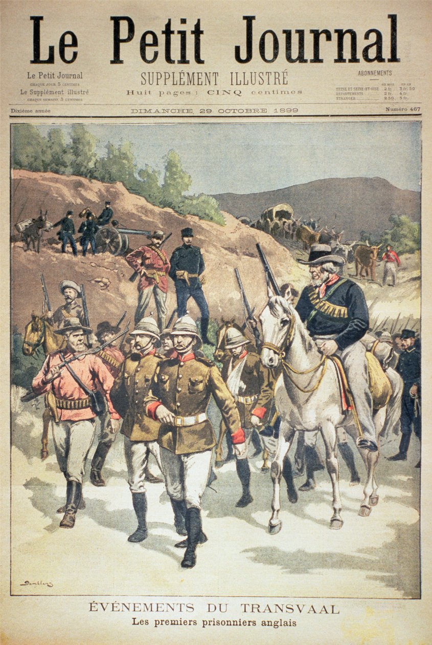 Events in the Transvaal: The First English Prisoners, Front Cover of Le Petit Journal, 29 October 1899 by Eugene Damblans