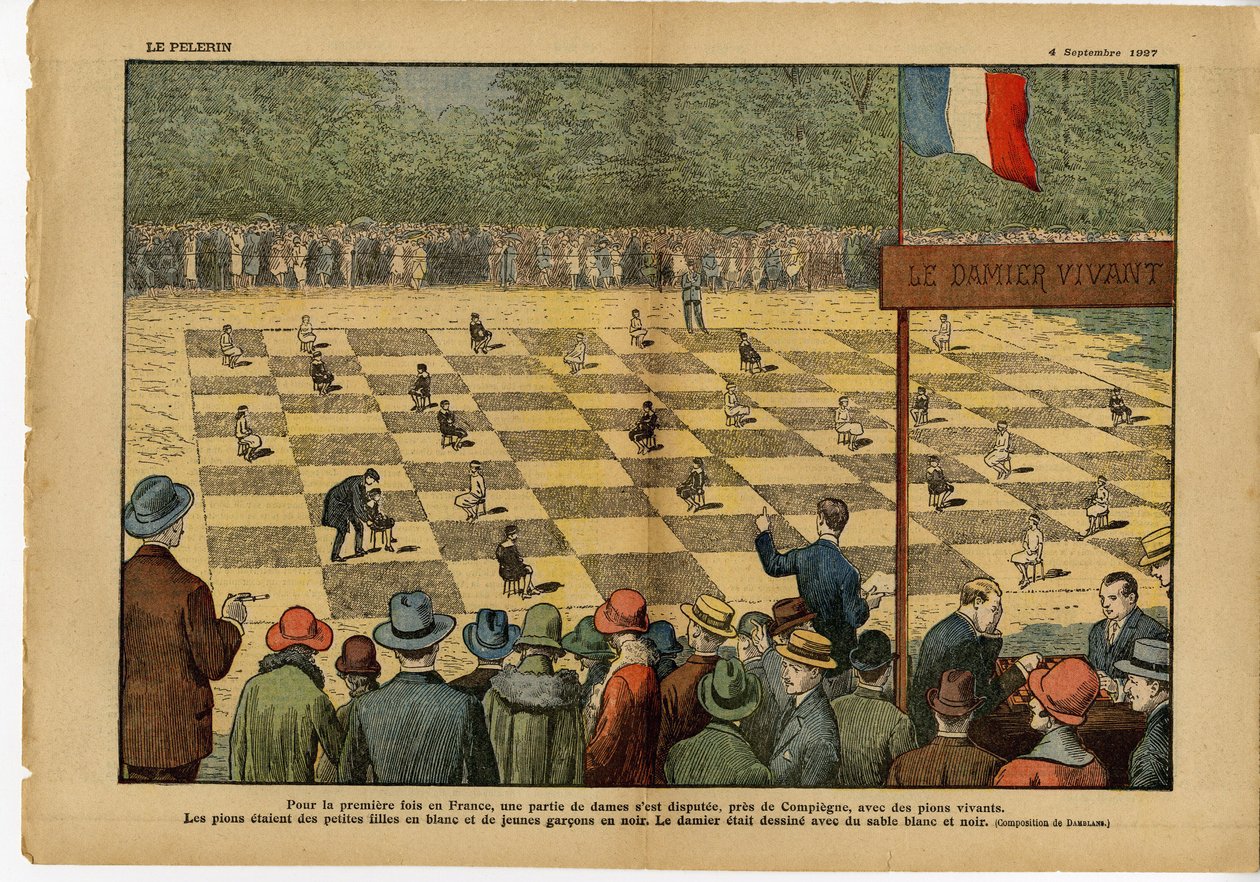 For the first time in France, a game of ladies... Live Checkerboard by Eugene Damblans