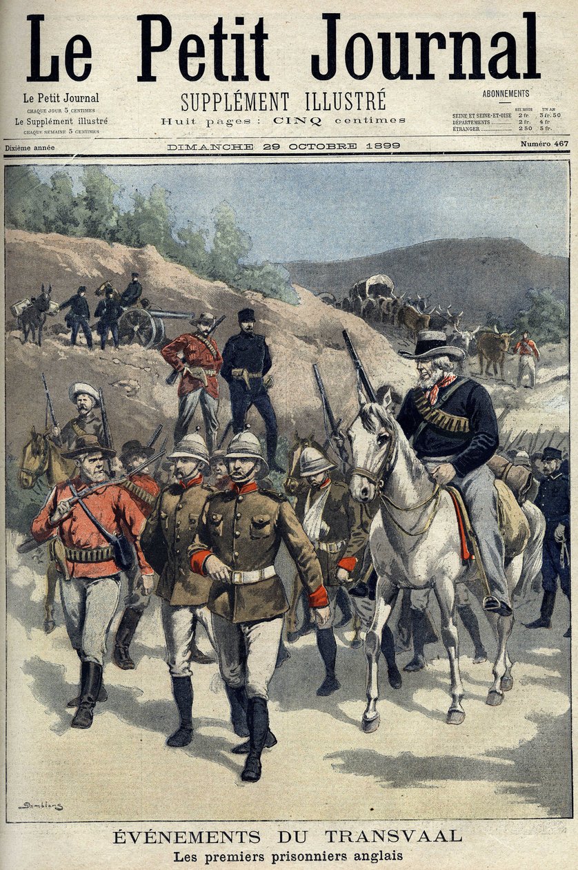 South Africa - Boer War. Transvaal Events. First English Prisoners Captured by the Boers. Drawing of Damblans. 