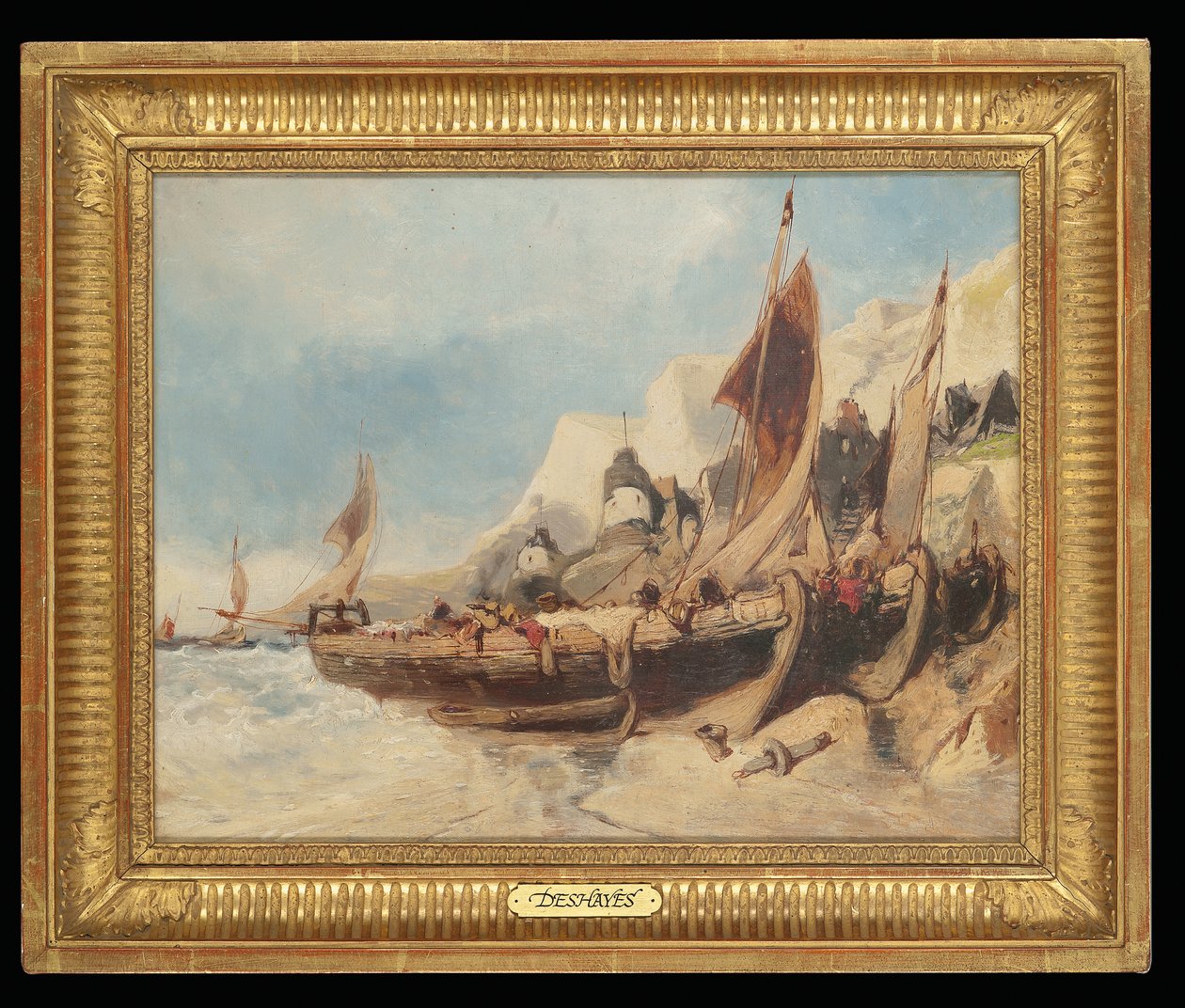 Fishing Boats on the Beach, Brittany by Eugene Deshayes