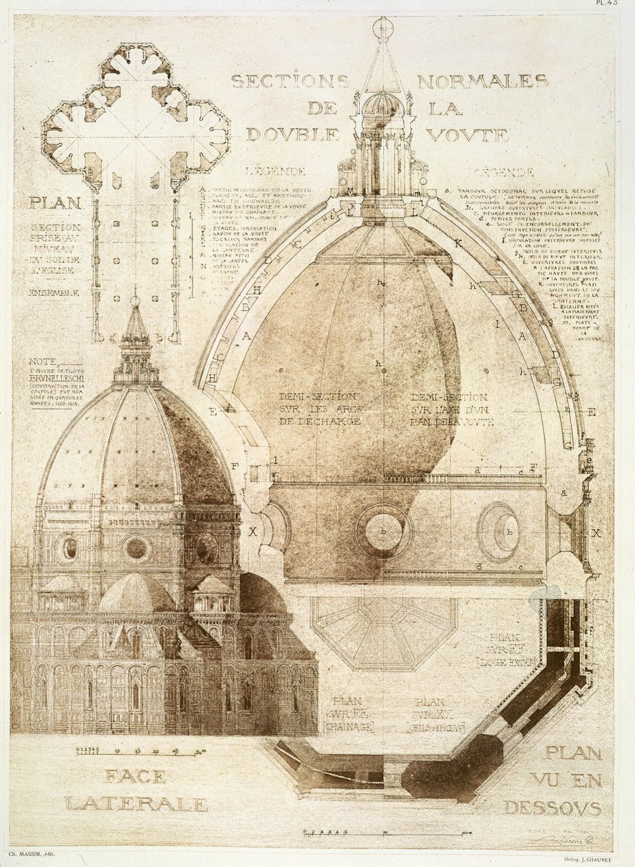 Plan, Section and Elevation of Florence Cathedral, from 