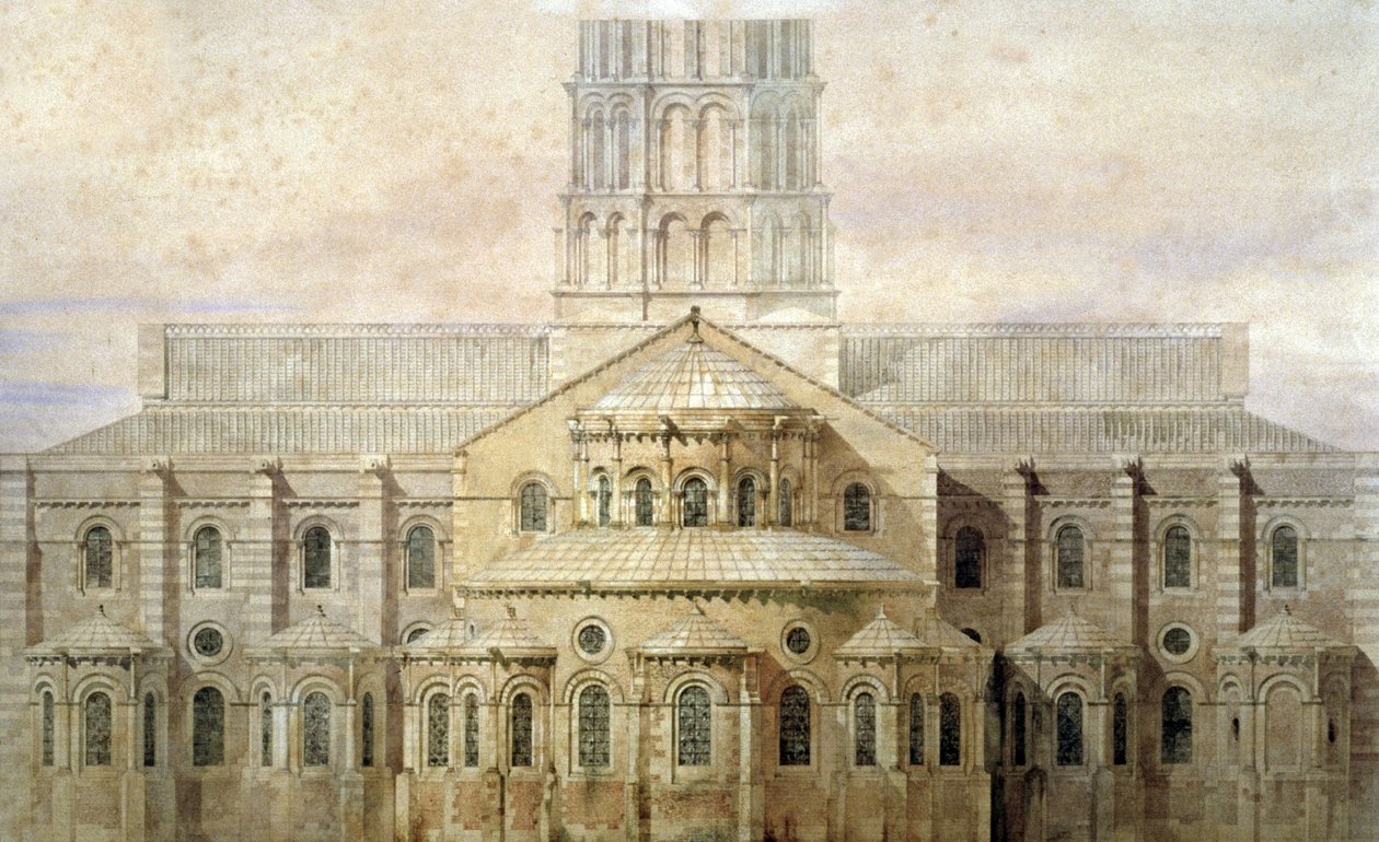 Basilica of Saint Sernin, the Apse, Toulouse, c.1845 (illustration) by Eugene Emmanuel (after) Viollet le Duc