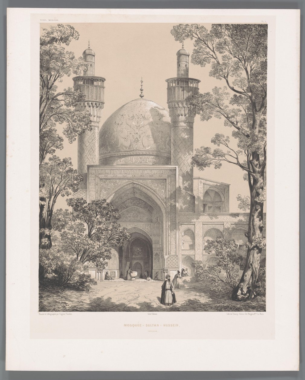 Chahar Bagh School in Isfahan by Eugene Flandin