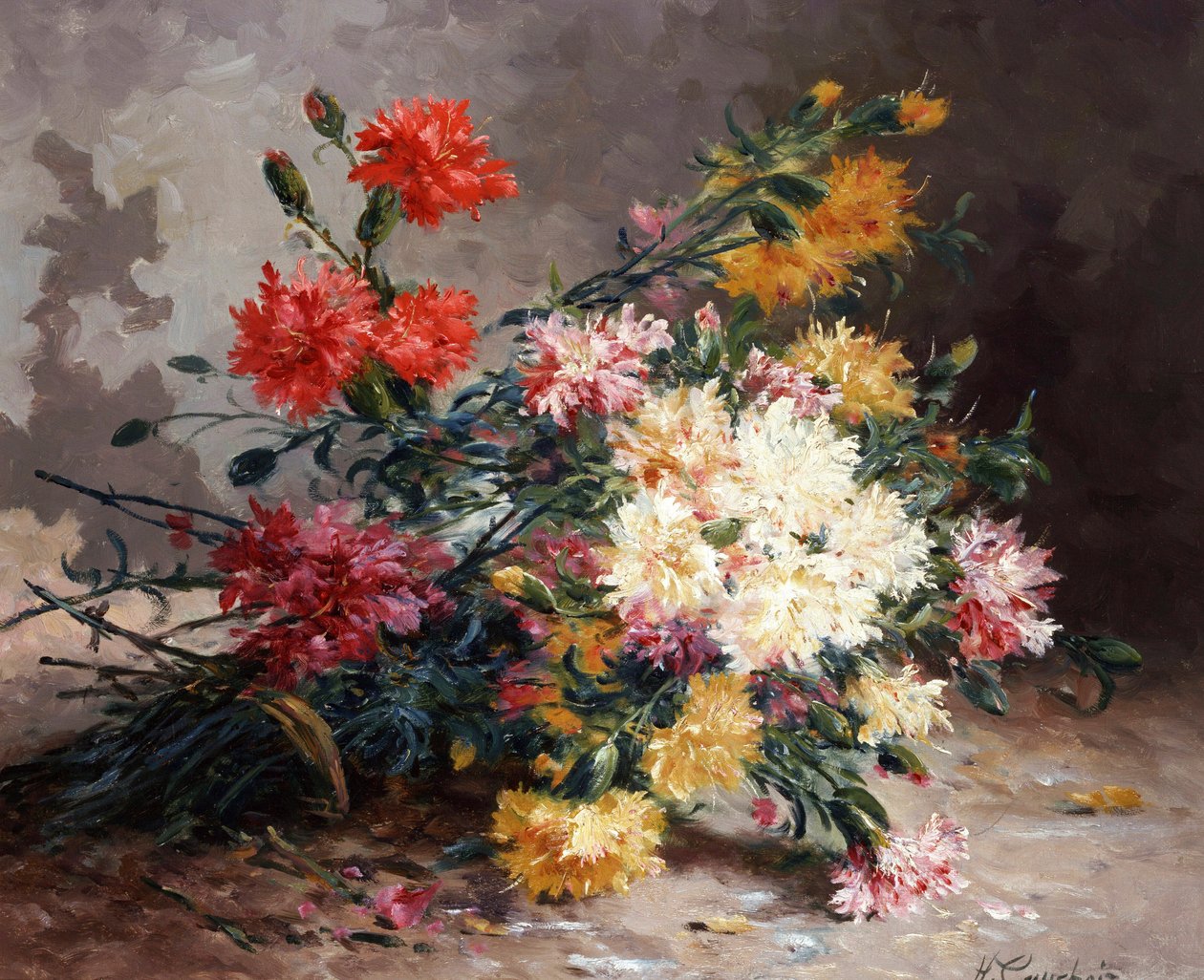 Bouquet of Carnations by Eugene Henri Cauchois