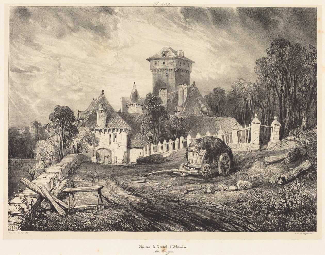 Château de Pesteil in Polminhac by Eugene Isabey