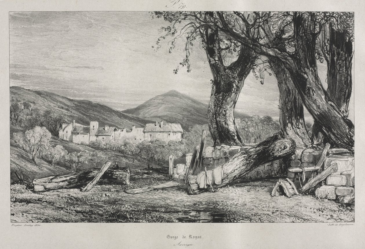 Picturesque and Romantic Journeys in Old France: Auvergne vol. II, Gorge of Royat, Plate 79, 1830 by Eugene Isabey