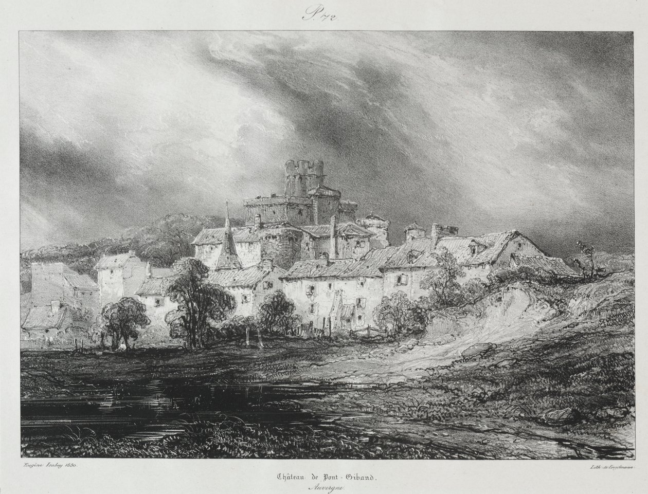 Picturesque and Romantic Voyages in Old France, Auvergne: Château de Pont-Gibaud by Eugene Isabey