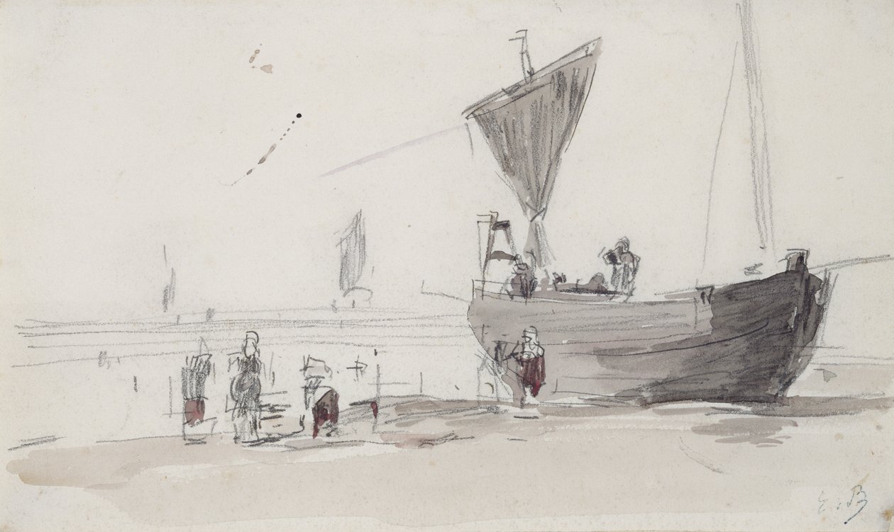 Fishing Boat on the Beach by Eugene Louis Boudin