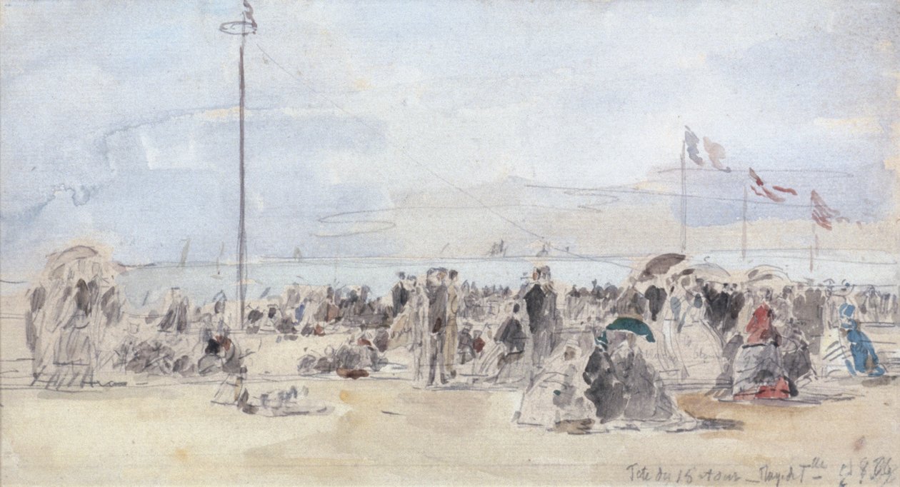 People on the Beach, Trouville, 1866 by Eugene Louis Boudin