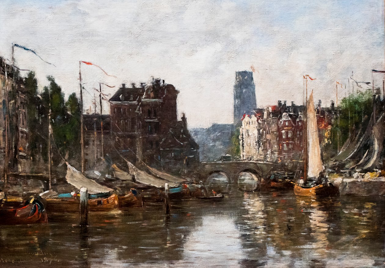 Rotterdam, the Stock Exchange Bridge by Eugene Louis Boudin