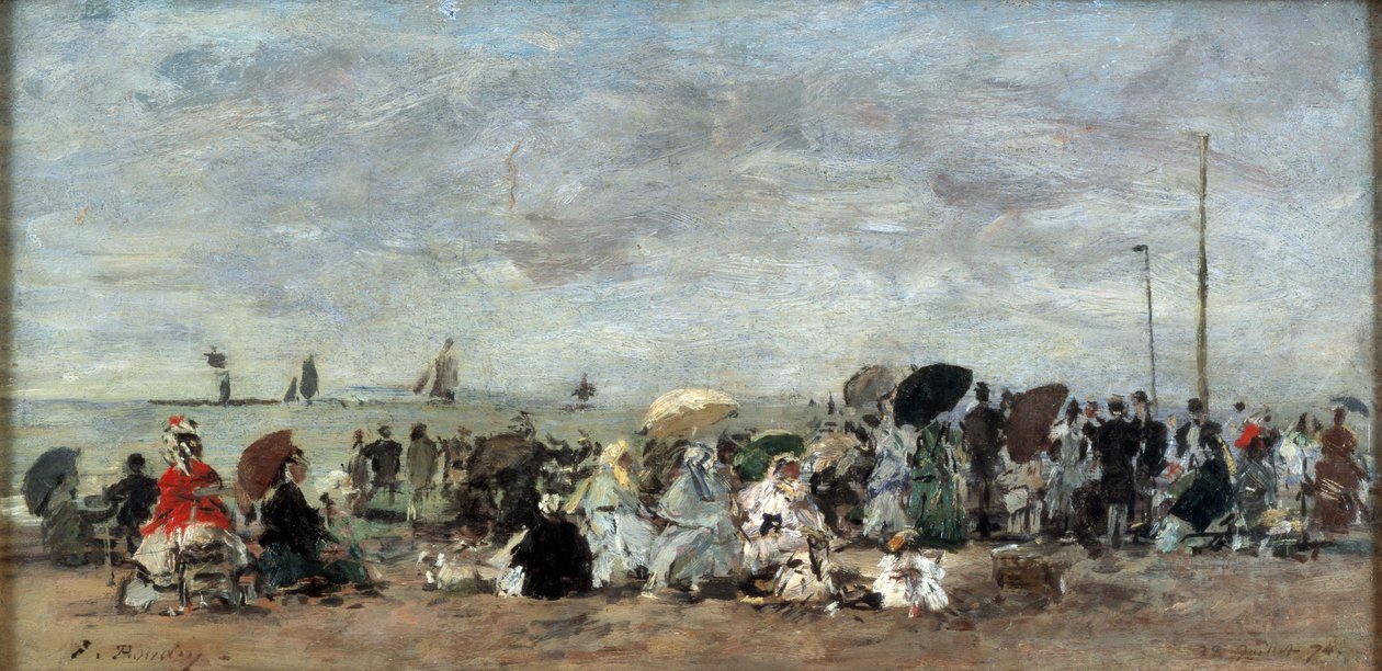 Scene on the Beach in Trouville by Eugene Louis Boudin