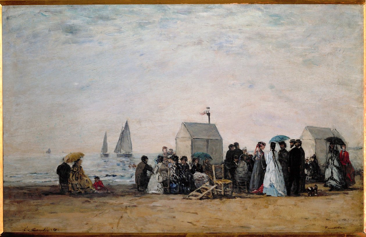 The Beach at Trouville by Eugene Louis Boudin