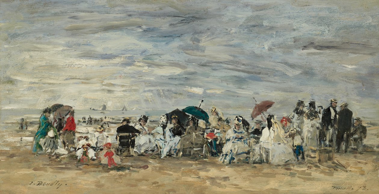 Trouville, Beach Scene by Eugene Louis Boudin