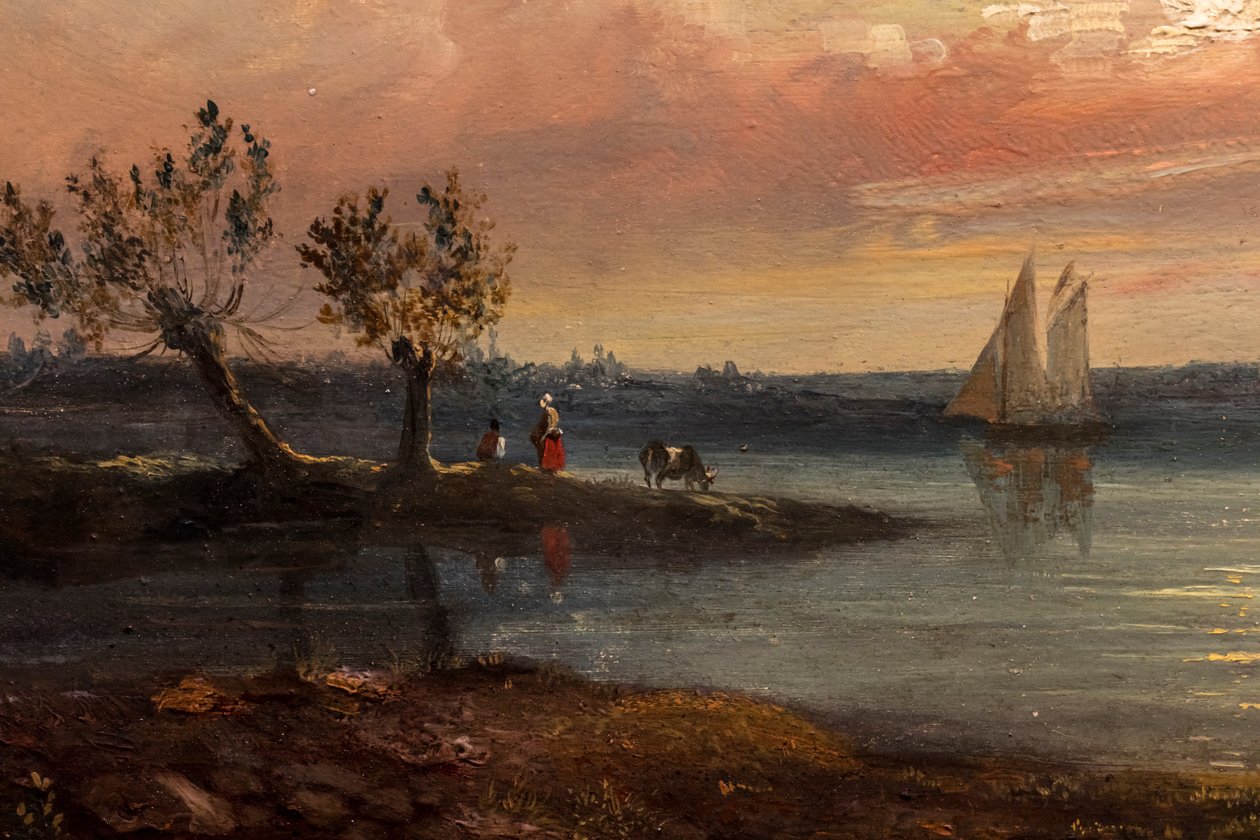 View of an Estuary with Fishermen and an Imaginary Castle by Eugenio Luca y Velasquez