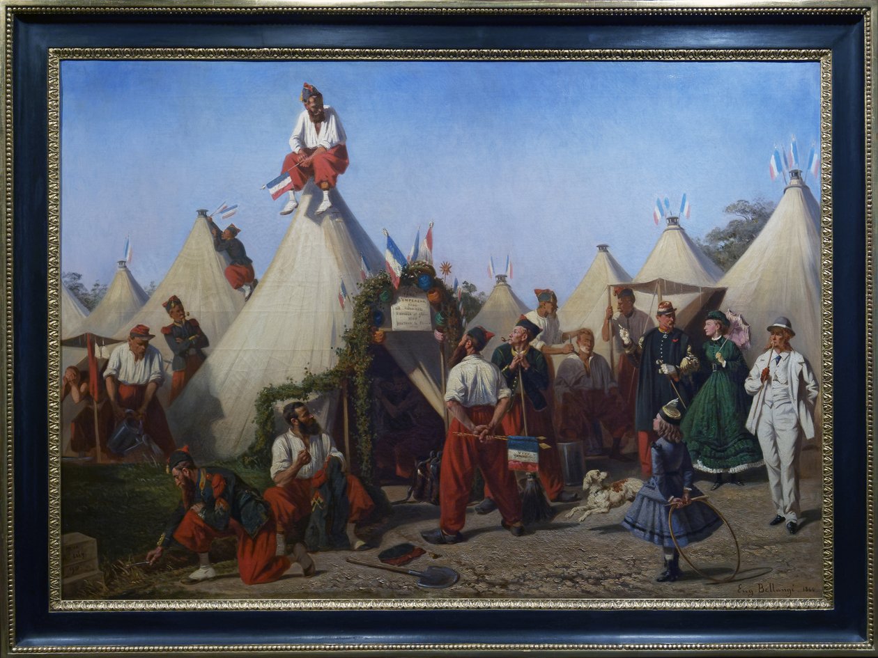 Infantry sappers preparing their cantonment for the feast of the Emperor by Eugène Bellange