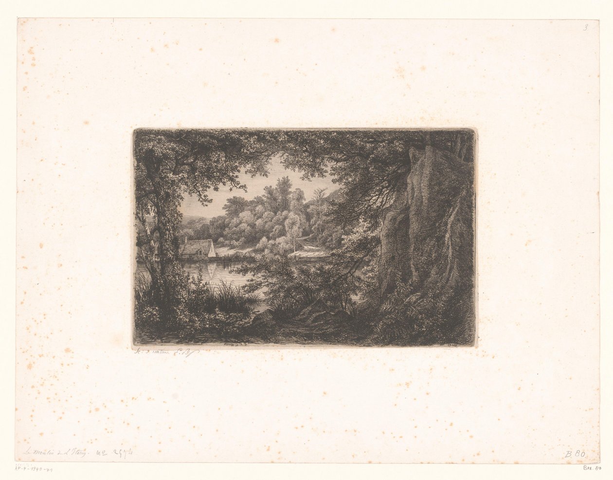 View of a Lake from the Edge of the Forest by Eugène Bléry (signed by artist)