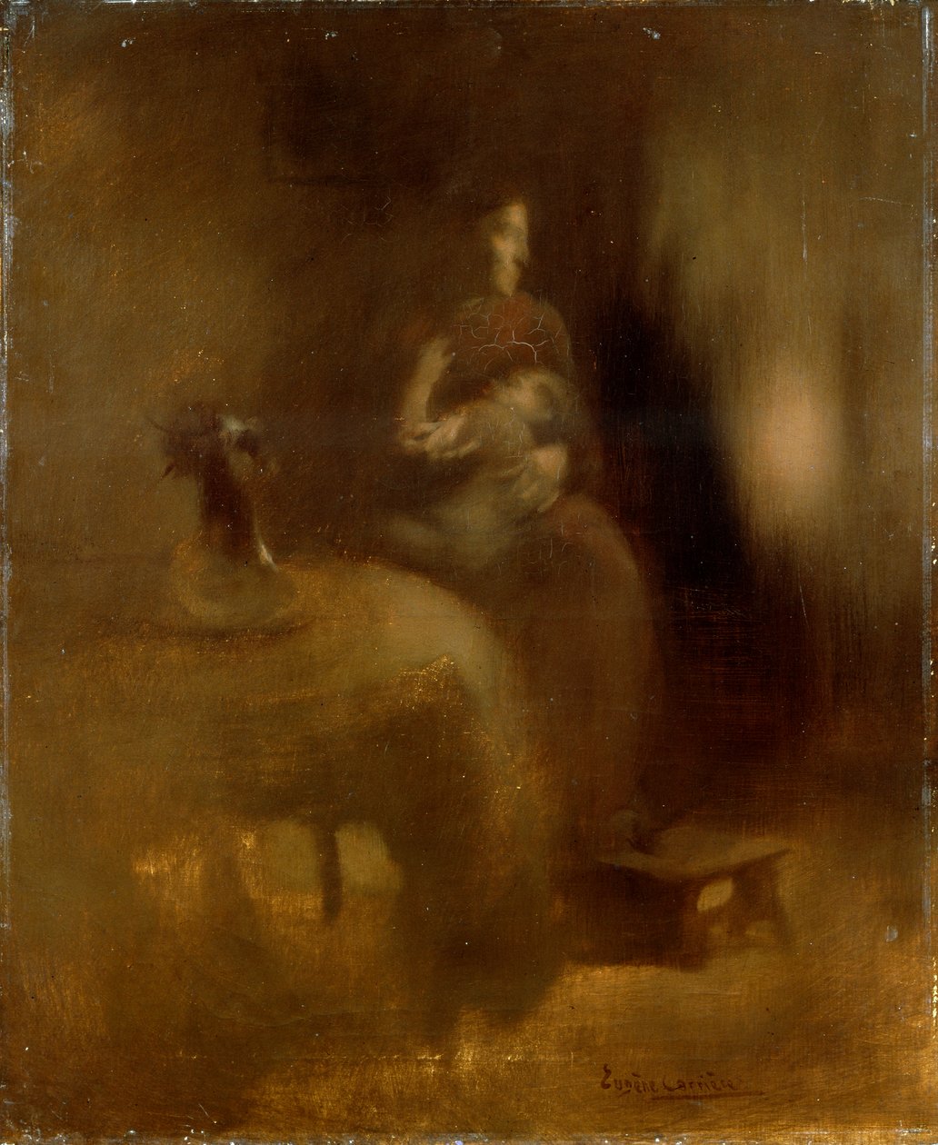 Woman with a Baby in Her Lap by Eugène Carrière