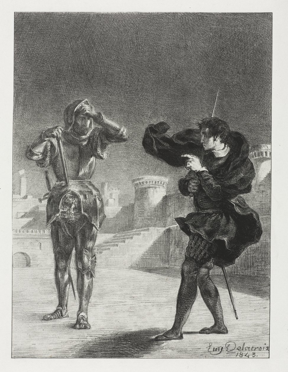 Hamlet: The Phantom on the Terrace by Eugène Delacroix