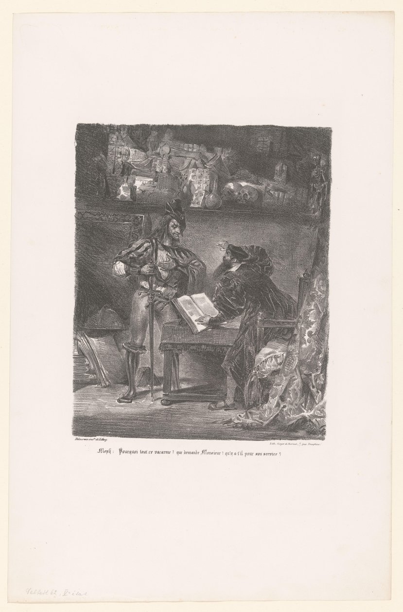 Mephisto Appears to Faust (Faust, Tragedy by M. de Goethe) by Eugène Delacroix
