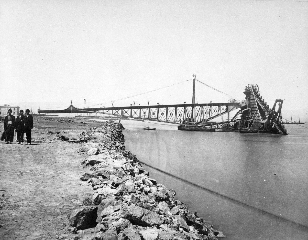 Dredging the Suez Canal, c.1870s by European Photographer
