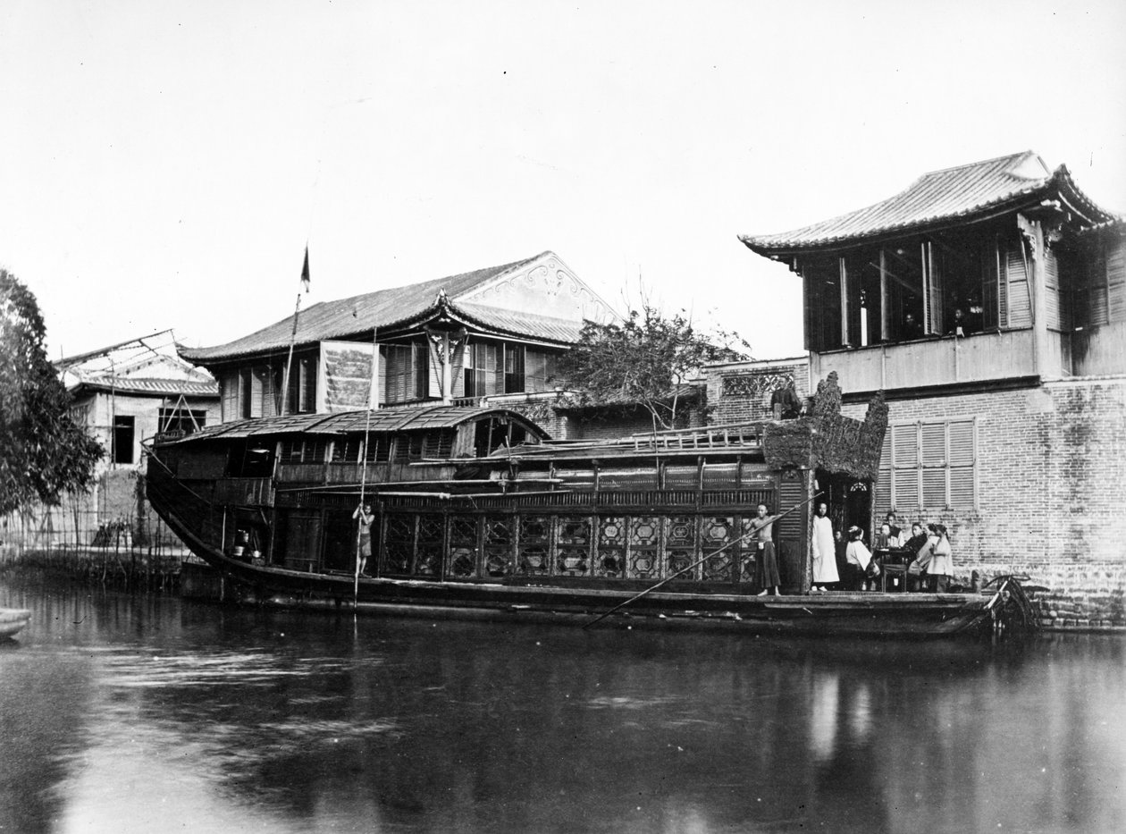 Flower Boat, Canton by European Photographer