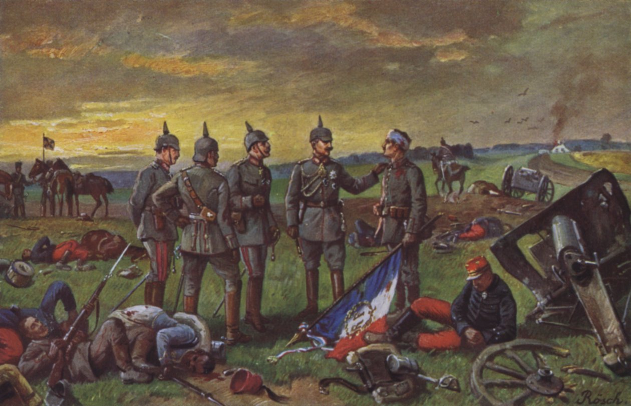 German Soldiers on the Battlefield After a Victory Over the French, Franco-Prussian War by European School