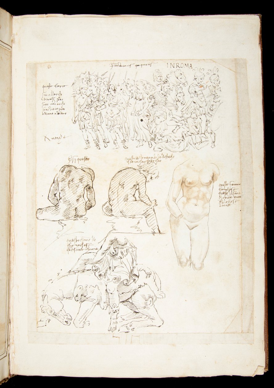 Drawing including a view of the Spinario from the back, late 15th century by European School