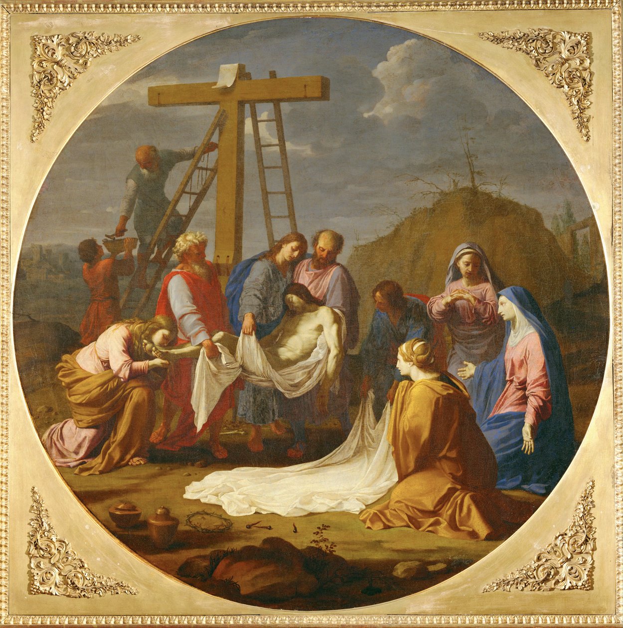 Le deposition de croix by Eustache (studio of) Le Sueur