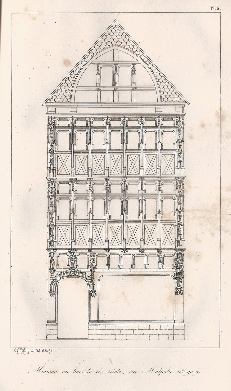 Wooden House from the 15th Century, Malpalu Street No. 90-92 by Eustache Hyacinthe Langlois