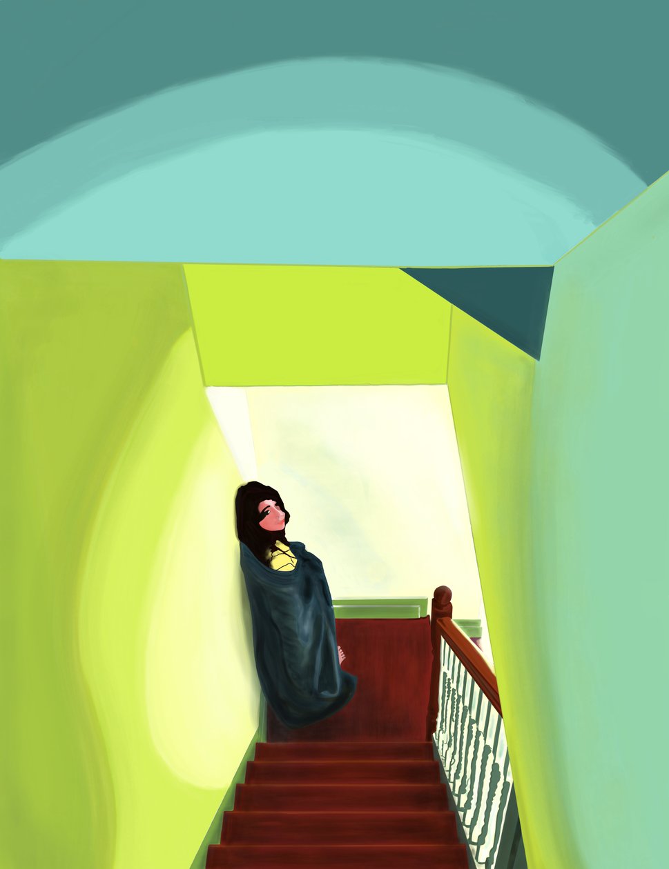 Avy on Stairs, Brooklyn by Evan Sklar
