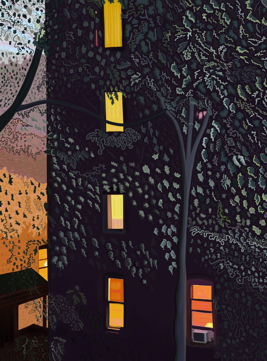 Backs of Buildings At Night Brooklyn by Evan Sklar