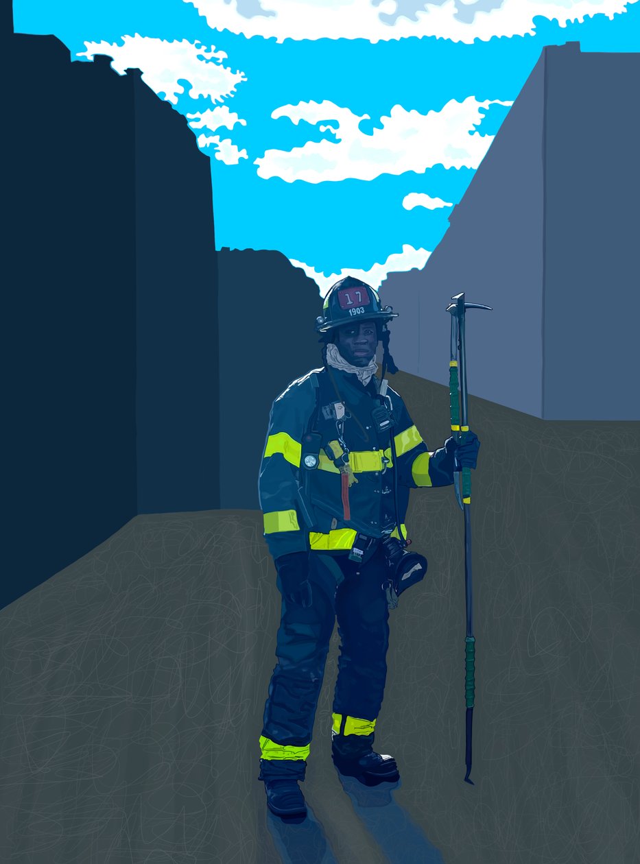 Cut Fire Fighter, Bronx, New York by Evan Sklar
