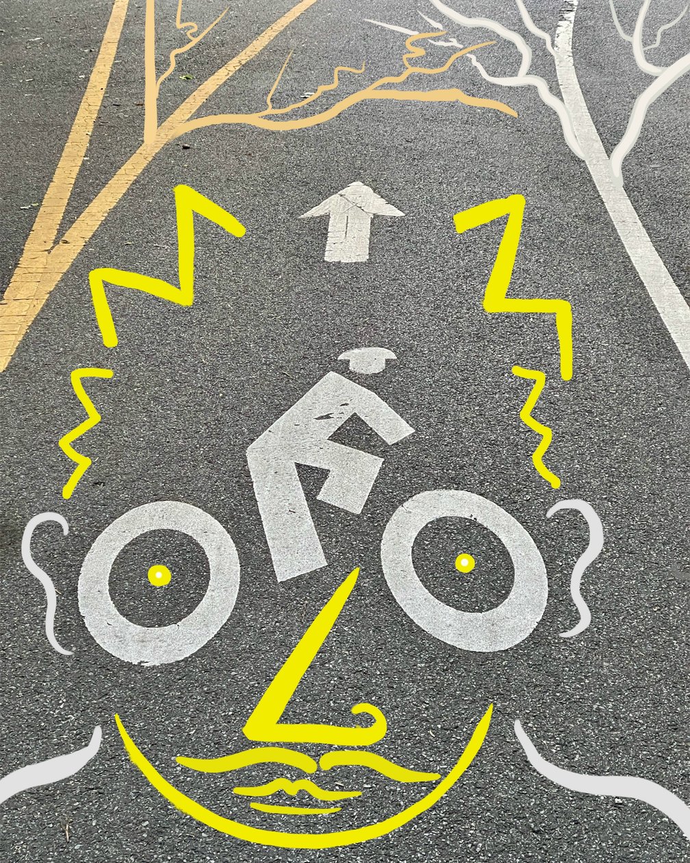 Cyclist and Signage, c.2020-24 by Evan Sklar