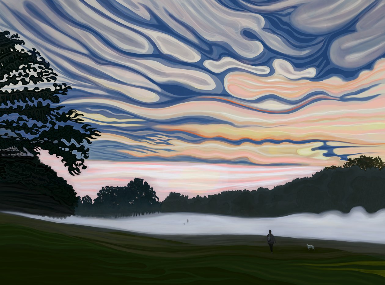 Field and Fog in Morning, Brooklyn by Evan Sklar