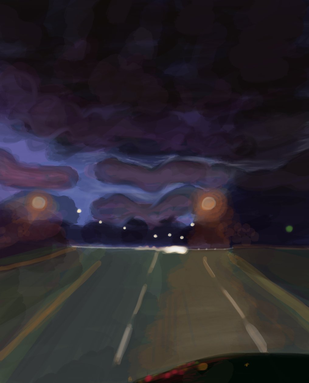 Highway at Night, 2016 by Evan Sklar