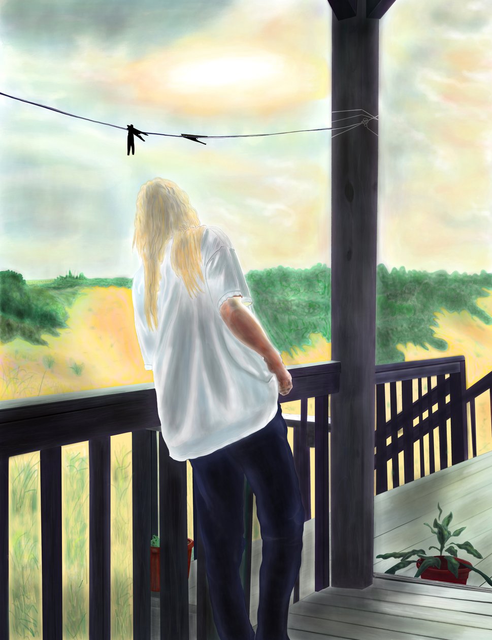 Miss Penny On Porch, North Swan Beach by Evan Sklar