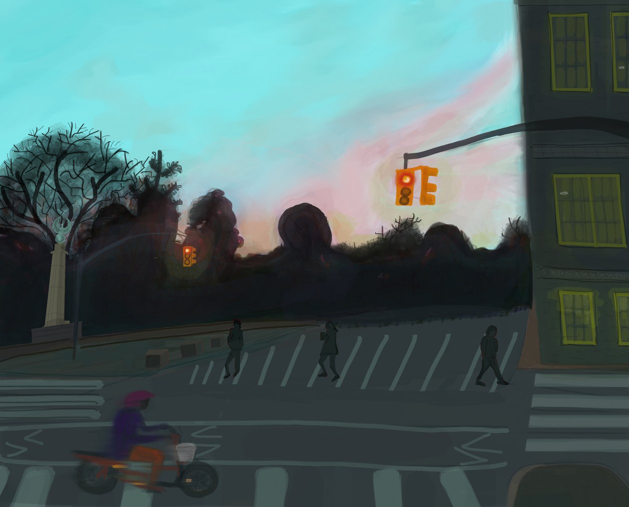 Orange Scooter, Grand Army Plaza, Brooklyn, 2016 by Evan Sklar