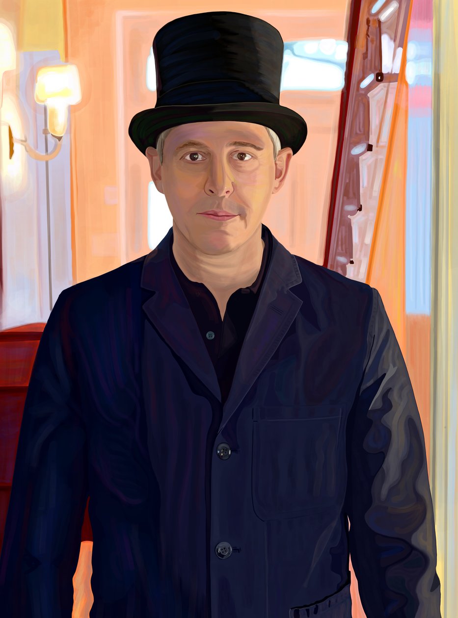Self Portrait In Riding Hat by Evan Sklar